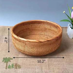 Handwoven Rattan Storage <b>Basket</b> Decorative Woven Bowl for <b>Bread</b> Fruits Vegetables - Product Image 2