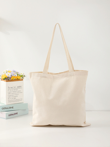 Bolsa <span class=keywords><strong>de</strong></span> Tela Blanca con Base Cuadrada, Refuerzos Laterales, Asas <span class=keywords><strong>de</strong></span> Tela Larga, Textura Tejida Natural, Reutilizable, para Compras Diarias - Product Image 6