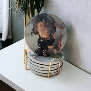 Juego de posavasos de mármol de lujo, hechos a mano, para servir invitados, entretenimiento, fiestas en casa y celebraciones especiales - Product Image 4