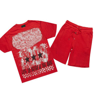 Ensemble t-shirt et short pour homme, pour le sport et l'entraînement, tenue de sport en deux pièces pour la salle de sport, la remise en forme, l'entraînement quotidien, confortable - Product Image 5