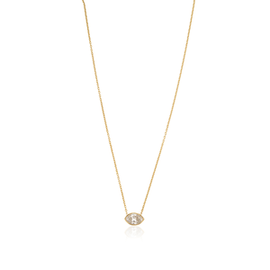 Collar con Colgante de Diamante Natural Corte Marquesa Minimalista y Brillante en Oro Amarillo Sólido de 14K, Joyería para Uso Diario - Product Image 1