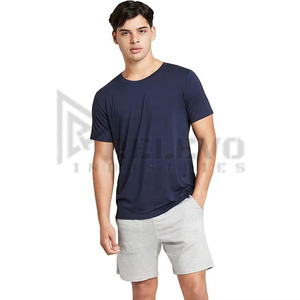 Camiseta Azul de Manga Corta para Hombre con Logotipo Personalizado, Lavado Ácido, 100% Algodón, 220g, Alta Calidad, Estilo Casual - Product Image 5