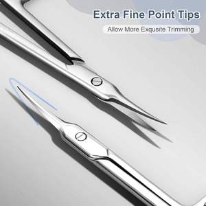 Tijeras Profesionales para Cutículas Extra Finas, Curvas, de Acero con Alto Contenido de Carbono, Hojas de Grado Quirúrgico, para Diestros, Manicura, Adultos - Product Image 2