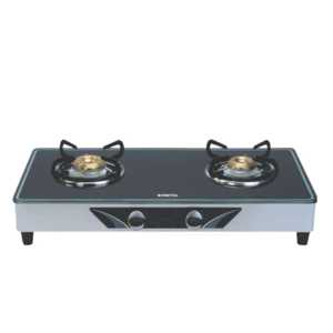 Table de cuisson à gaz encastrable 2 brûleurs en acier inoxydable avec dessus en verre naturel, allumage électronique et protection anti-extinction de flamme, pour un look élégant et un usage domestique. - Product Image 2