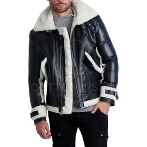 <b>Men</b> Classic <b>Shearling</b> Leather <b>Jacket</b> Heavy Winter <b>Jacket</b> OEM Factory <b>Men</b> Vintage <b>Shearling</b> <b>Jacket</b> - Product Image 2