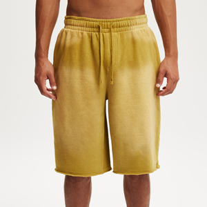Streetwear <b>Men's</b> Custom Casual Solid Acid Washed Heavyweight Canvas Drawstring Distressed <b>Long</b> Cotton Ripped Sweat <b>Shorts</b> High - Product Image 2