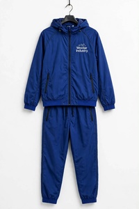 Conjunto Deportivo de Alta Calidad para Hombre, Chaqueta y Pantalones Cortavientos de Satén Azul Marino con Cremallera Completa, Transpirable y Personalizable - Product Image 6