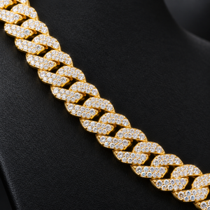 Chaîne cubaine VVS Moissanite 14 mm plaquée or 14 carats, testée au diamant, style Hip Hop, pour homme, coffret cadeau, vente chaude - Product Image 2