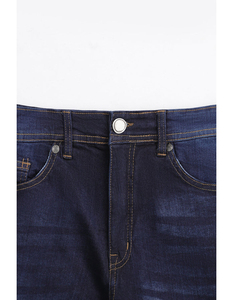 Jeans de Mezclilla para Hombre, Corte Slim Fit, Pierna Recta, Lavado Oscuro, Cintura Media, Algodón, Estilo Casual Otoñal, Alta Calidad - Product Image 3