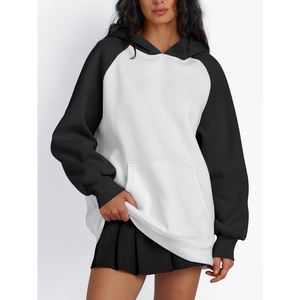 Sudadera con Capucha Oversize de Fibra de Bambú Tejida para Mujer, Manga Larga, Blanca y Negra, Transpirable, para Otoño - Product Image 5