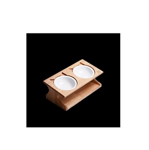 High On Demand Pet Feeding <b>Stand</b> With Two Ceramic Bowls Rectangle Shape Indoor Use Durable Design For Dogs And <b>Cat</b> For Sale - Product Image 1