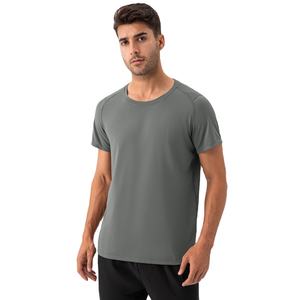 Camisetas de cuello redondo de alta calidad de secado rápido y alta elasticidad Nylon Spandex Gym Fitness Workout Reglan Camiseta de manga corta para hombres - Product Image 5