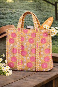 Bolsa de Mano de Algodón Estampada a Mano, Bolsa de Mano de Algodón Hecha a Mano en India, Bolsa de Mano para Mujer, Bolsa de Hombro Acolchada Estampada a Mano - Product Image 2