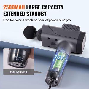 8 Speed Levels 6 Massage Heads Deep Tissue <b>Percussion</b> Muscle <b>Massager</b> 16V 2500mAh Batteries Professional Massage Gun for - Product Image 5