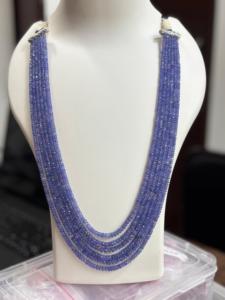 Natural Tanzanite Faceted Beads Multi-Strand <b>Necklace</b> Premium <b>Blue</b> Violet Gemstone Jewelry by KD GEMS & JEWELLERY - Product Image 2