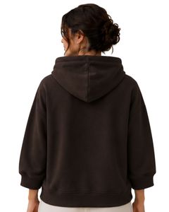 Sudadera con Capucha Oversize para Mujer, Negra, con Estampado Floral, de Algodón y Felpa, Manga Larga, Estilo Casual Urbano - Product Image 2