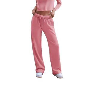 Pantalones Deportivos Casuales de Cintura Alta para Mujer, Cómodos, de Color Sólido, con Cordón Elástico, Estampado Tejido, Estilo Plano - Product Image 2