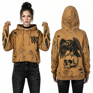 Sweat à capuche pour femme avec motif papillon, esthétique Y2K, streetwear, coupe oversize, en molleton de coton, fabricant de vêtements personnalisés, vente en gros - Product Image 5