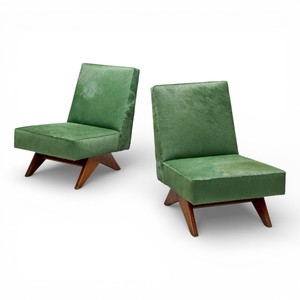 Fauteuil d'appoint de luxe en cuir de vachette vert olive, style Mid-Century Modern PJ, chaise longue en bois, écologique, durable, pour chambre à coucher, en coton - Product Image 6