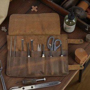 Luxury leather <b>tool</b> <b>roll</b> organizer bags bulk supplier OEM custom logo export quality portable storage quality in low price - Product Image 2