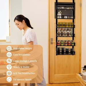 Organisateur de garde-manger en métal peint à suspendre sur la porte avec paniers réglables, support de rangement mural pour porte d'armoire, Chine - Product Image 4