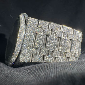 Montres carrées en acier inoxydable avec moissanite couleur D VVS, mouvement à quartz, montre de luxe sertie de pierres, pour hommes et femmes, design de créateurs, style hip-hop - Product Image 1