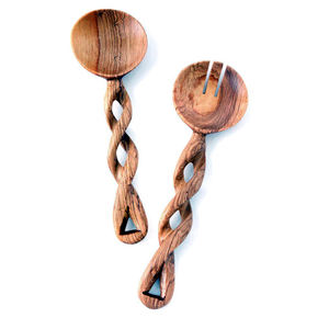 Ensemble de 2 cuillères à salade en bois d'acacia de haute qualité, ustensiles en bois pour servir la salade, à prix raisonnable - Product Image 1