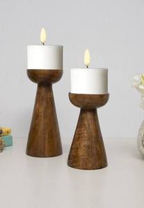 Lavie Creations Porte-bougie en bois de manguier fait main couleur antique, sculpture complexe, design traditionnel indien, décoration d'intérieur - Product Image 2