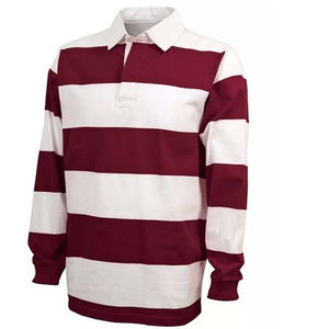 Camiseta de Rugby de Manga Larga para Hombre, Estilo Profesional, 100% Algodón con Rayas, Fabricación OEM - Product Image 3
