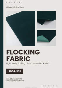 Tissu en rayonne tissé sur mesure, dos en velours floqué W54" RD54-553 Vert - Product Image 2