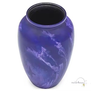 Urna de cremación de aluminio con patrón de espiral morado para cenizas humanas, diseño vintage decorativo de metal, urna de tamaño completo para cenizas de adultos. - Product Image 1