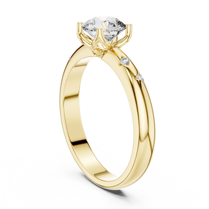Bague solitaire élégante en or jaune 18 carats plaqué rhodium avec diamant de laboratoire 1 carat, sertie de pierres affleurantes, certifiée IGI, pour mariage de luxe - Product Image 2