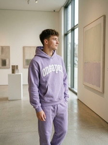 Men's <b>Purple</b> Oversized Hoodie Tracksuit Set Heavyweight Cotton Jogger Sweat <b>Suit</b> Streetwear Custom Private Label - Product Image 4