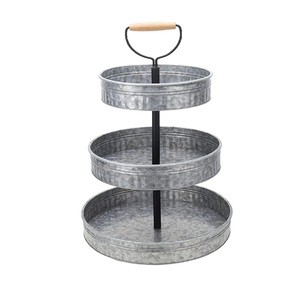 Galvanized Metal <b>3</b> <b>Tier</b> Oblong Serving Tray And Display <b>Stand</b> Decorative Dessert Cupcake <b>Stand</b> For Kitchen Dining Party & Home - Product Image 4