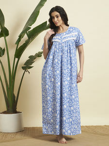 ชุดนอนผู้หญิงผ้าฝ้าย 100% ลายดอกไม้สไตล์วิคตอเรียน ดีไซน์หรูหรา สวมใส่สบาย ระบายอากาศได้ดี เนื้อผ้านุ่มลื่น แขนยาว เหมาะสำหรับฤดูร้อน ฤดูใบไม้ร่วง และฤดูใบไม้ผลิ - Product Image 3