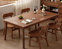 Table à manger rectangulaire moderne minimaliste en bois massif avec pieds évasés, 4 chaises assorties, extensible, démontable, écologique, pour hôtel et maison