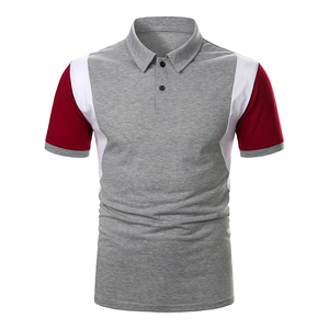 Chemise en coton pour homme à coupe classique, imprimée sur mesure, manches courtes, gris, rouge, blanc, tricotée, respirante, séchage rapide, col roulé, décontractée, sport - Product Image 1