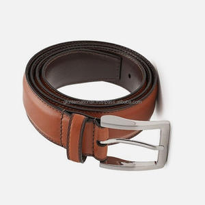 Cinturón de cuero informal de negocios de moda para hombre de piel de vaca de alta calidad Tan Premium con hebilla de aleación de plata mate - Product Image 2