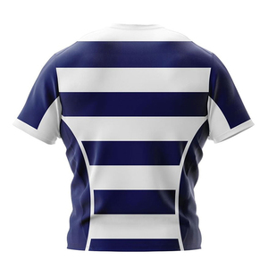 Conjunto de Camiseta de Fútbol para Hombre, Rayas Blancas y Azul Marino, Manga Corta, Cuello Redondo, Absorbe la Humedad, Ajuste Atlético, Poliéster Sublimado - Product Image 4