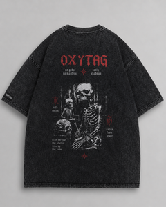Heavyweight Vintage Acid Wash <b>T</b> <b>Shirt</b> Custom Graphic Streetwear Men Oversized Skeleton Print <b>Gothic</b> Style Cotton Apparel Tee - Product Image 3