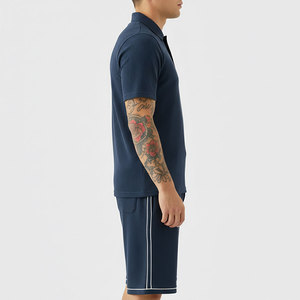 Conjunto de Camiseta Polo y Pantalones Cortos Personalizados para Hombre, 100% Algodón, 2 Piezas, Ropa Urbana, Pantalones Cortos hasta la Rodilla, Logotipo Serigrafiado, OEM 4. - Product Image 5