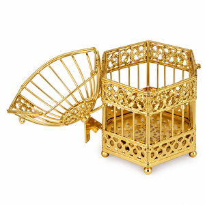 Gold Metal <b>Bird</b> <b>Cage</b> <b>Decorative</b> Ornate Vintage Birdcage with Parrot Design Luxury Metal <b>Bird</b> <b>Cage</b> Home Decor - Product Image 5