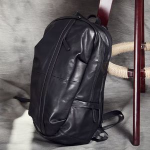 Leather Backpack 48cm Height Black Zipper Closure Travel Business <b>Bag</b> for <b>Men</b> travel leather backpack business leather backpack - Product Image 5