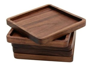 Handmade Durable Polished Eco-Friendly Acacia Wood <b>Square</b> Serving Tray <b>Set</b> for Tea Coffee Snacks Kitchen & Dining - Product Image 1