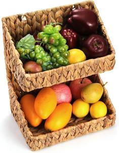 Panier de rangement tissé à la main à 2 niveaux, panier de rangement artisanal, vente en gros, écologique, fabriqué au Vietnam - Product Image 1