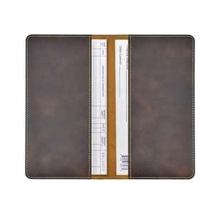 Cartera Larga de Cuero PU Marrón Clásico con Estampado a Cuadros, 3 en 1, para Hombre, con Logotipo Personalizado, Regalo Empresarial, Venta al Por Mayor, Alta Calidad - Product Image 3