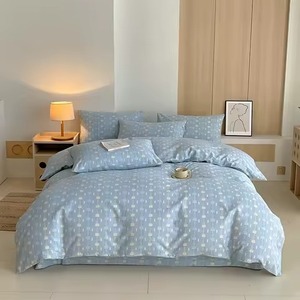 Ensemble de couette en coton à imprimé cœur moderne unique, 400TC, 3 pièces, lavable, literie pour la maison - Product Image 5