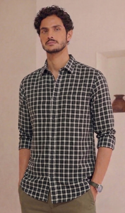 Camisa Casual de Manga Larga con Doble Botonadura y Micro Cuadros para Hombre, 100% Algodón Transpirable, Verano, ODM, Marca Enovate - Product Image 3