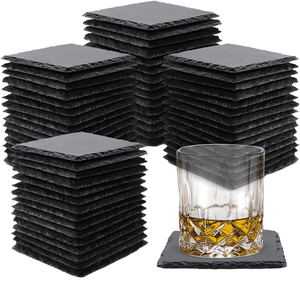 Luxury Natural <b>Slate</b> Stone Square Coasters Eco Friendly Handmade Drink <b>Mats</b> with Durable Finish for Elegant <b>Table</b> Protection - Product Image 4