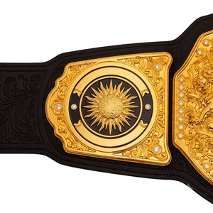 Cinturón de Campeonato Deportivo Taizen, Diseño de Globo Terráqueo Chapado en Oro, Hebilla con Placa de León 3D, Estilo Deportivo Informal, Cuero Genuino Duradero - Product Image 3